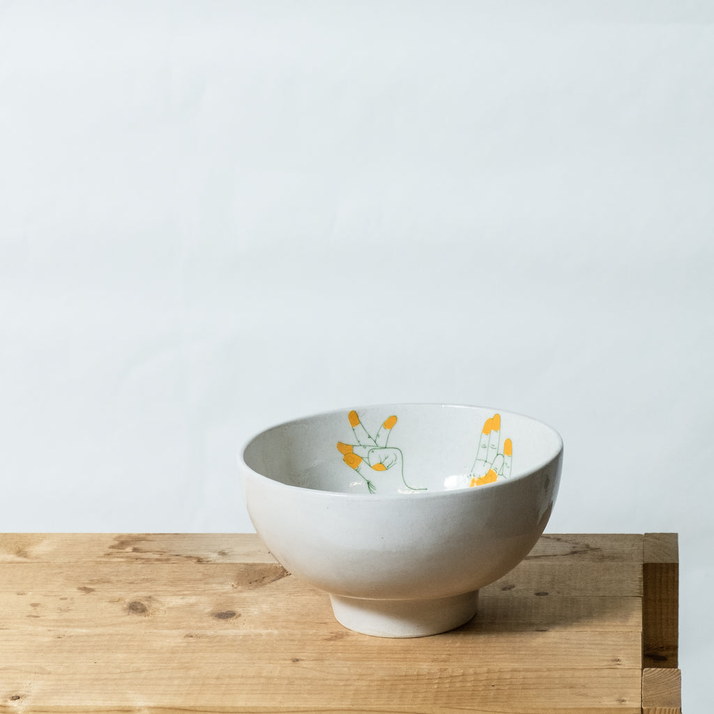 bowl M with yellow handpainting